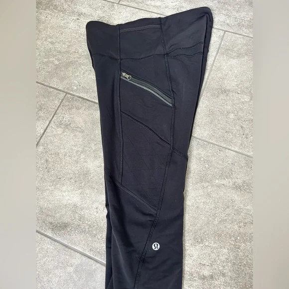 Lululemon Fleece Lined Leggings Black Running Size 6 - Picture 12 of 12